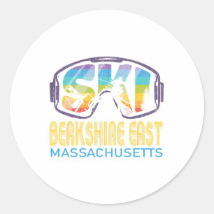 Adesivo Redondo Ski Berkshire East Machusets esquiando férias