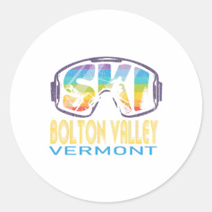 Adesivo Redondo Ski Bolton Valley Vermont Esquiando Férias