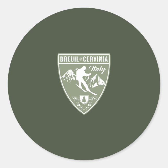 Adesivo Redondo Ski Breuil-Cervinia Itália (Frente)