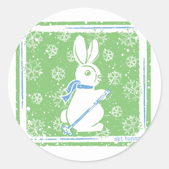 Adesivo Redondo Ski Bunny (Frente)