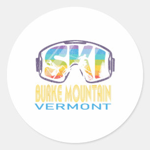 Adesivo Redondo Ski Burke Mountain Vermont Férias de Esqui