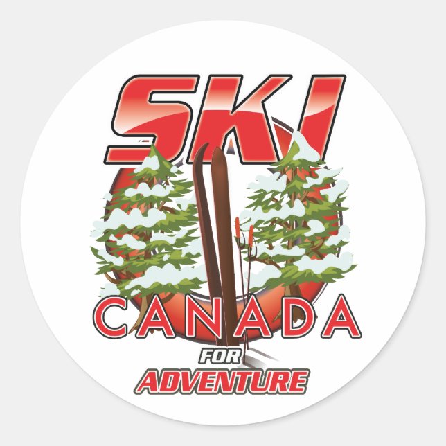 Adesivo Redondo Ski Canada Para o logotipo de aventura (Frente)