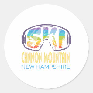 Adesivo Redondo Ski Cannon Mountain New Hampshire Skiing Vacation