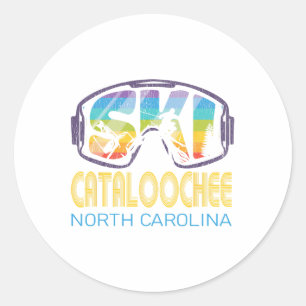 Adesivo Redondo Ski Catalochee North Carolina Férias de Esqui