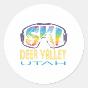 Adesivo Redondo Ski Deer Valley Vacinação de Esqui em Utah
