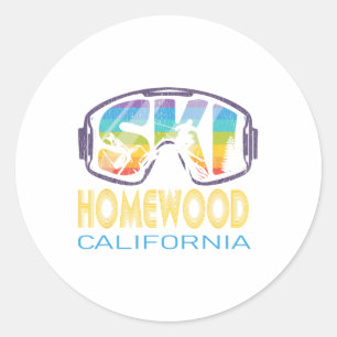 Adesivo Redondo Ski Homewood California Skiing Vacing