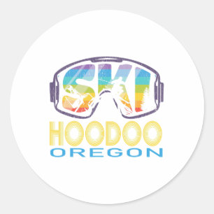 Adesivo Redondo Ski Hoodoo Oregon Férias de Esqui