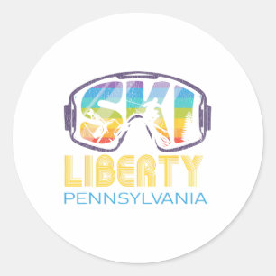 Adesivo Redondo Ski Liberty Pennsylvania Skiing Vacation