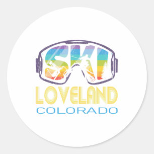 Adesivo Redondo Ski Loveland Colorado Skiing Vacation