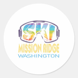 Adesivo Redondo Ski Mission Ridge Washington Férias de Esqui