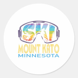 Adesivo Redondo Ski Mount Kato Minnesota Esquiando Férias