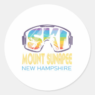 Adesivo Redondo Ski Mount Sunapee New Hampshire Skiing Vacing