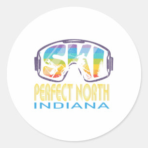Adesivo Redondo Ski Perfect North Indiana Skiing Vacing