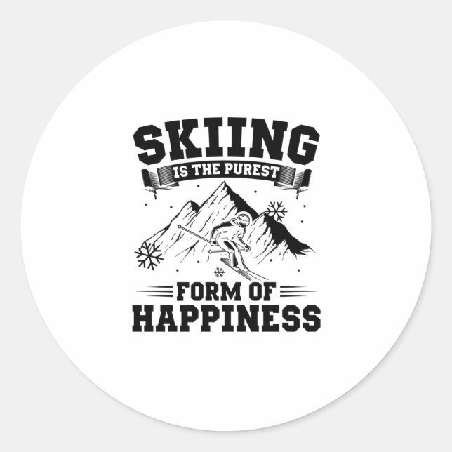 Adesivo Redondo Ski Sayings | Skiing Skier Mountains Vacation Gift (Frente)