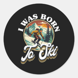 Adesivo Redondo Ski Skiing Winter Sport