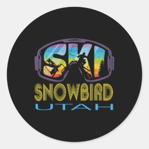 Adesivo Redondo Ski Snowbird Utah Férias de Esqui