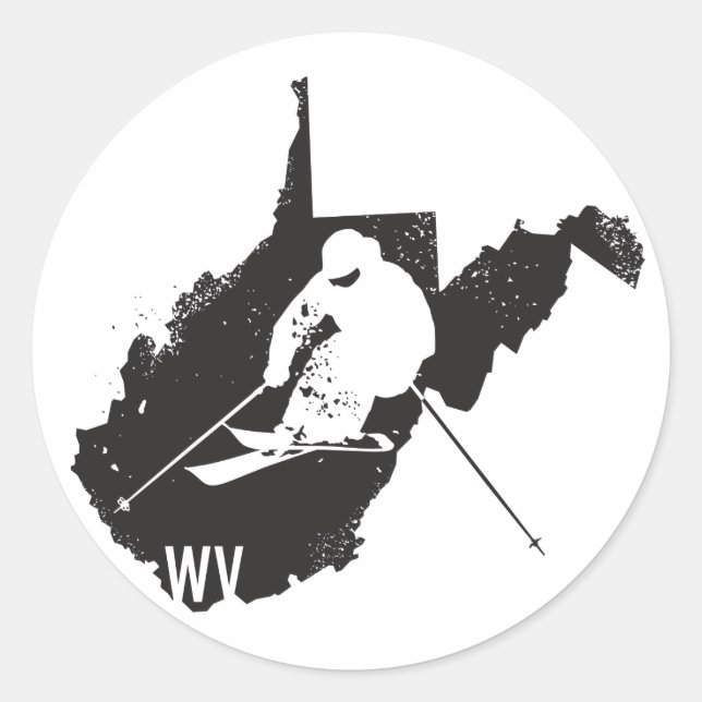 Adesivo Redondo Ski West Virginia (Frente)
