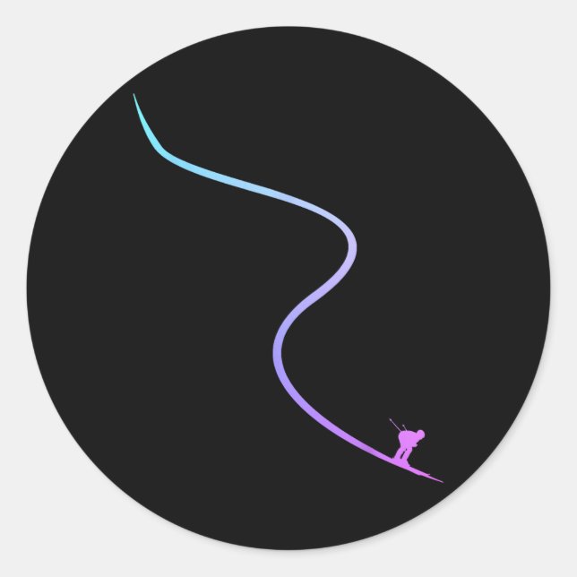 Adesivo Redondo Ski Winter Sports Skiing Skier  (Frente)