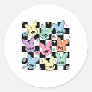 Adesivo Redondo Skibidi Easter Oveg Hunt Day Engraçado Nenhum Boné