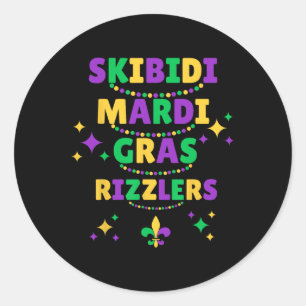 Adesivo Redondo Skibidi Mardi Gras Mostra Caras Engraçados Mardi G