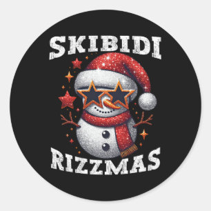 Adesivo Redondo Skibidi Rizzmas Gen Alpha Slang Engraçado Natal