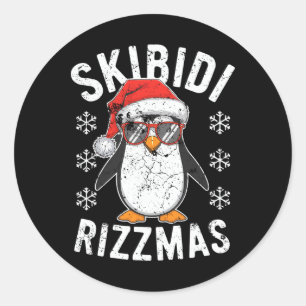 Adesivo Redondo Skibidi Rizzmas Natal Rizz Papai Noel C