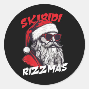 Adesivo Redondo Skibidi Rizzmas Natal Rizz Santa Claus Charismo