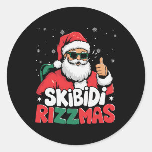 Adesivo Redondo Skibidi Rizzmas Natal Santa Feliz Claus Rizz M