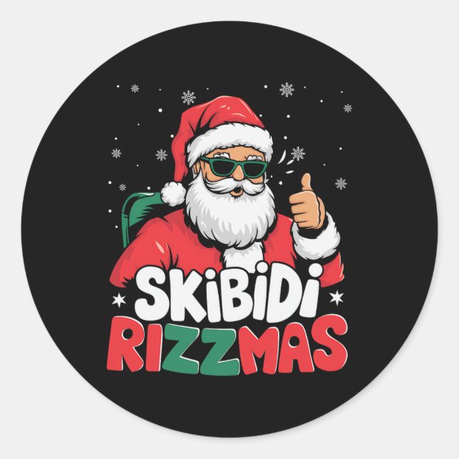 Adesivo Redondo Skibidi Rizzmas Natal Santa Feliz Claus Rizz M (Frente)