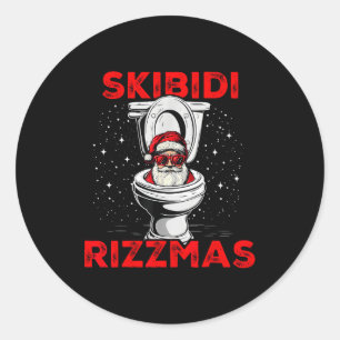 Adesivo Redondo Skibidi Rizzmas Papai Noel Engraçado Vaso Sanitári