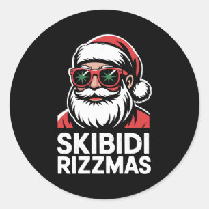 Adesivo Redondo Skibidi Rizzmas Papai Noel Natal Rizz Xmas Feriado