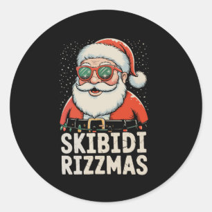 Adesivo Redondo Skibidi Rizzmas Papai Noel Rizz Natal Xmas Feriado