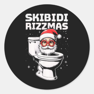 Adesivo Redondo Skibidi Rizzmas Papais noeis Engraçados Elefantes