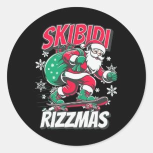 Adesivo Redondo Skibidi Rizzmas Papais noeis Engraçados Rizz Skate