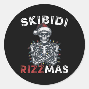 Adesivo Redondo Skibidi Rizzmas Retro Feliz Natal Sigma Rizzma