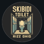 Adesivo Redondo Skibidi Toilet Rizz Ohio Memória Engraçada Retro V<br><div class="desc">Skibidi Toilet Rizz Ohio Funny Meme Retro Vintage Birthday</div>