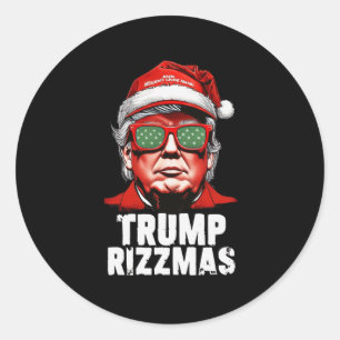 Adesivo Redondo Skibidi Trump Rizzmas Natal Rizz Papai Noel C