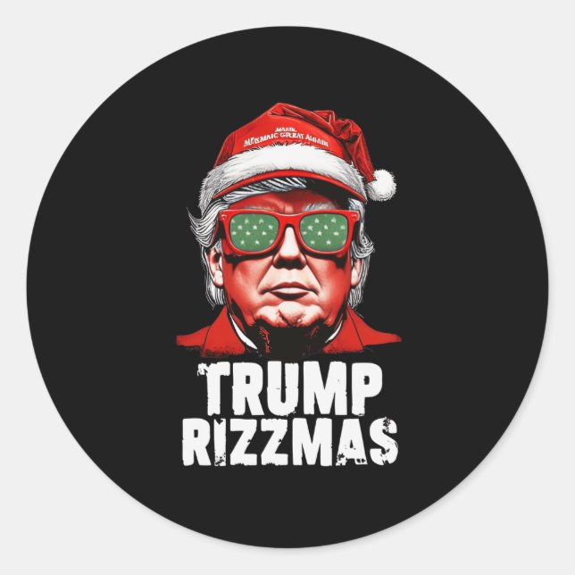 Adesivo Redondo Skibidi Trump Rizzmas Natal Rizz Papai Noel C (Frente)