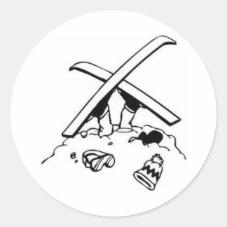 Adesivo Redondo Skier Acidentado