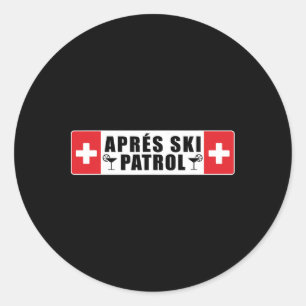 Adesivo Redondo Skiing Apres Ski Patrol Skier Winter Sports