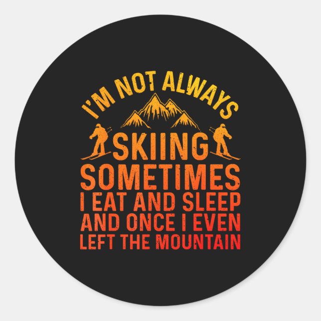 Adesivo Redondo Skiing Art For Men Women Kids Winter Srt Ski Lover (Frente)