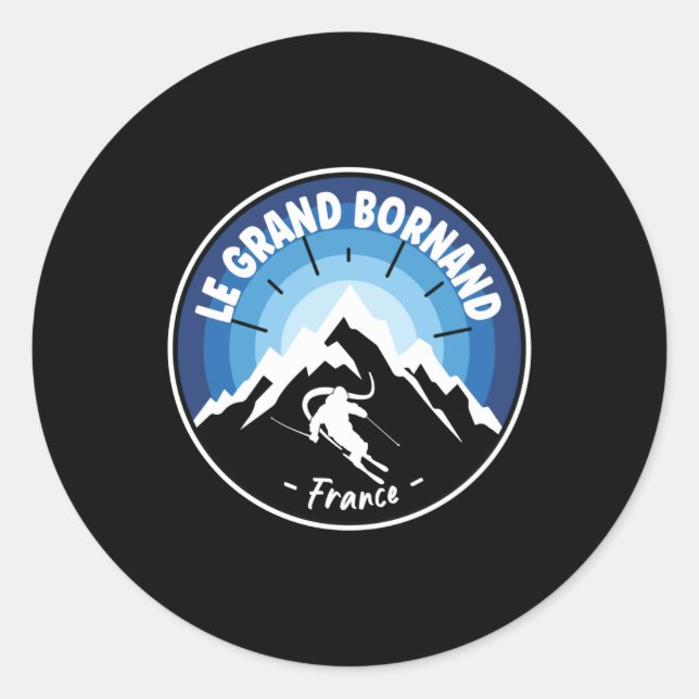 Adesivo Redondo Skiing In Le Grand Bornand France Blue (Frente)