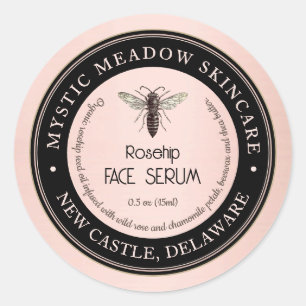 Adesivo Redondo Skincare Label Queen Bee Metallic RoseGold