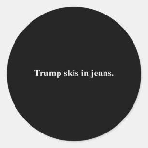 Adesivo Redondo Skis em Jeans.&#; Engraçado Tumor de Humor de Esqu