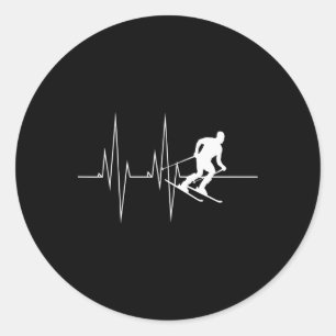 Adesivo Redondo Skiting Heartbeat Line Adventure Lover