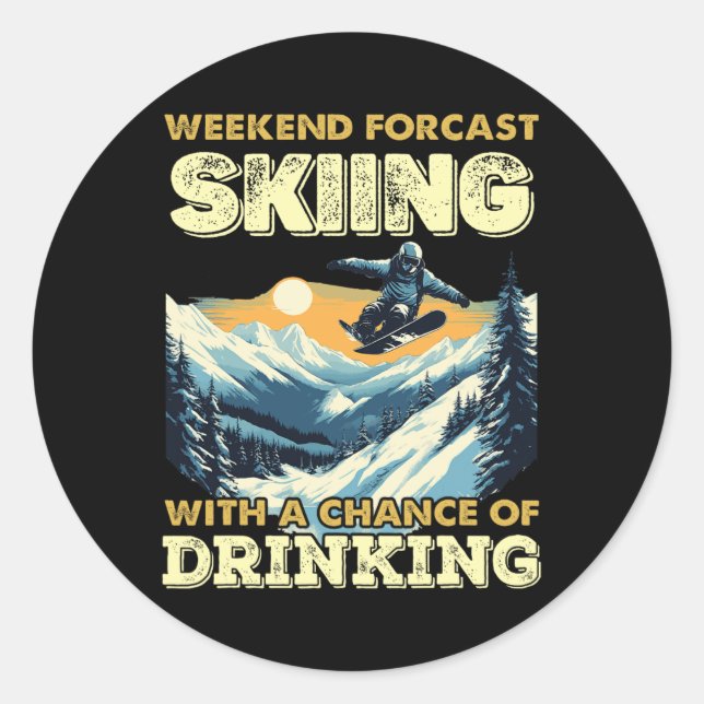 Adesivo Redondo Skiume Costume Snow Fan Snowboard Montanhas Ski (Frente)