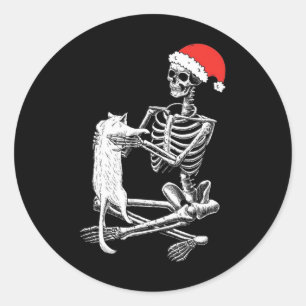 Adesivo Redondo Skull Cat Natal