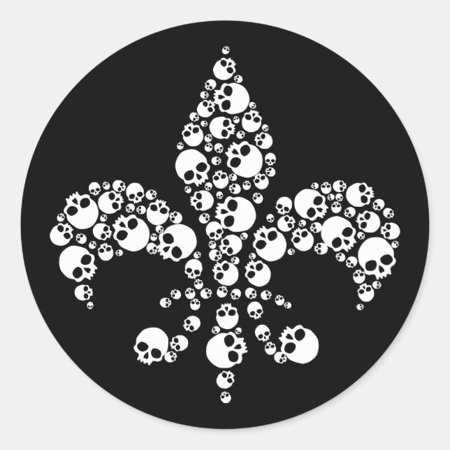 Adesivo Redondo Skull Fleur De Lis (Frente)