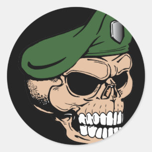 Adesivo Redondo Skull Green Beret