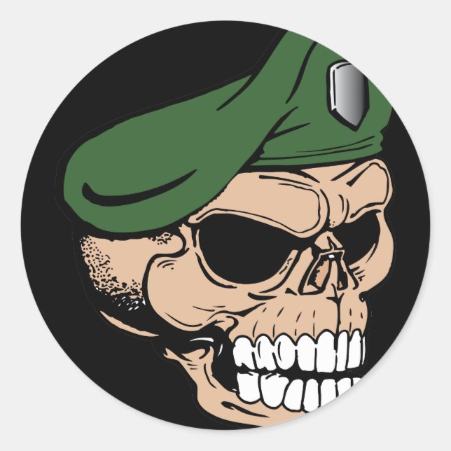 Adesivo Redondo Skull Green Beret (Frente)